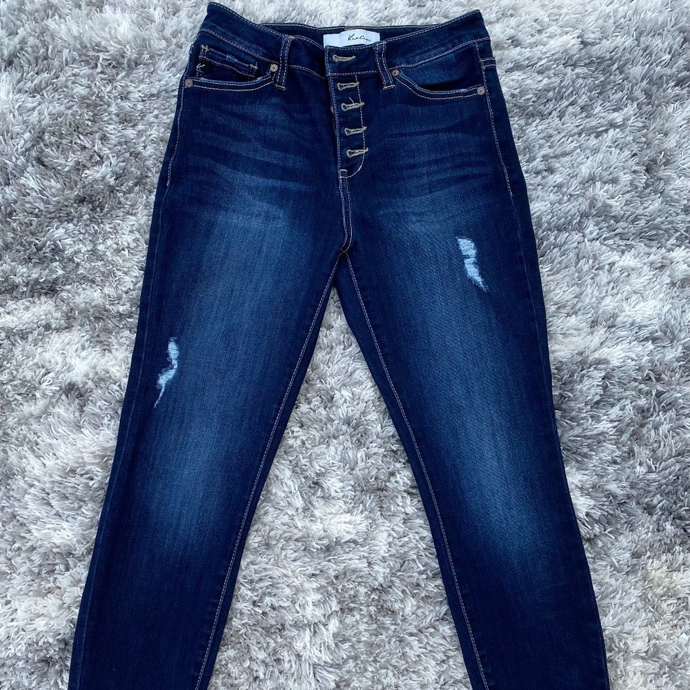 Kancan KC7120D Laurel High Rise Button Fly Skinny Size 26 in Dark Wash